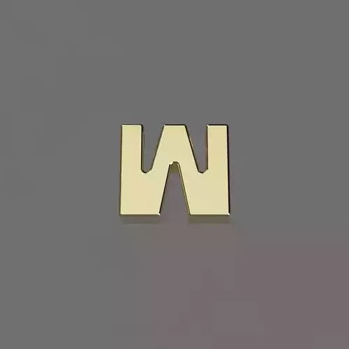 Alphabet W Letter Pendant 3D Model for Necklaces