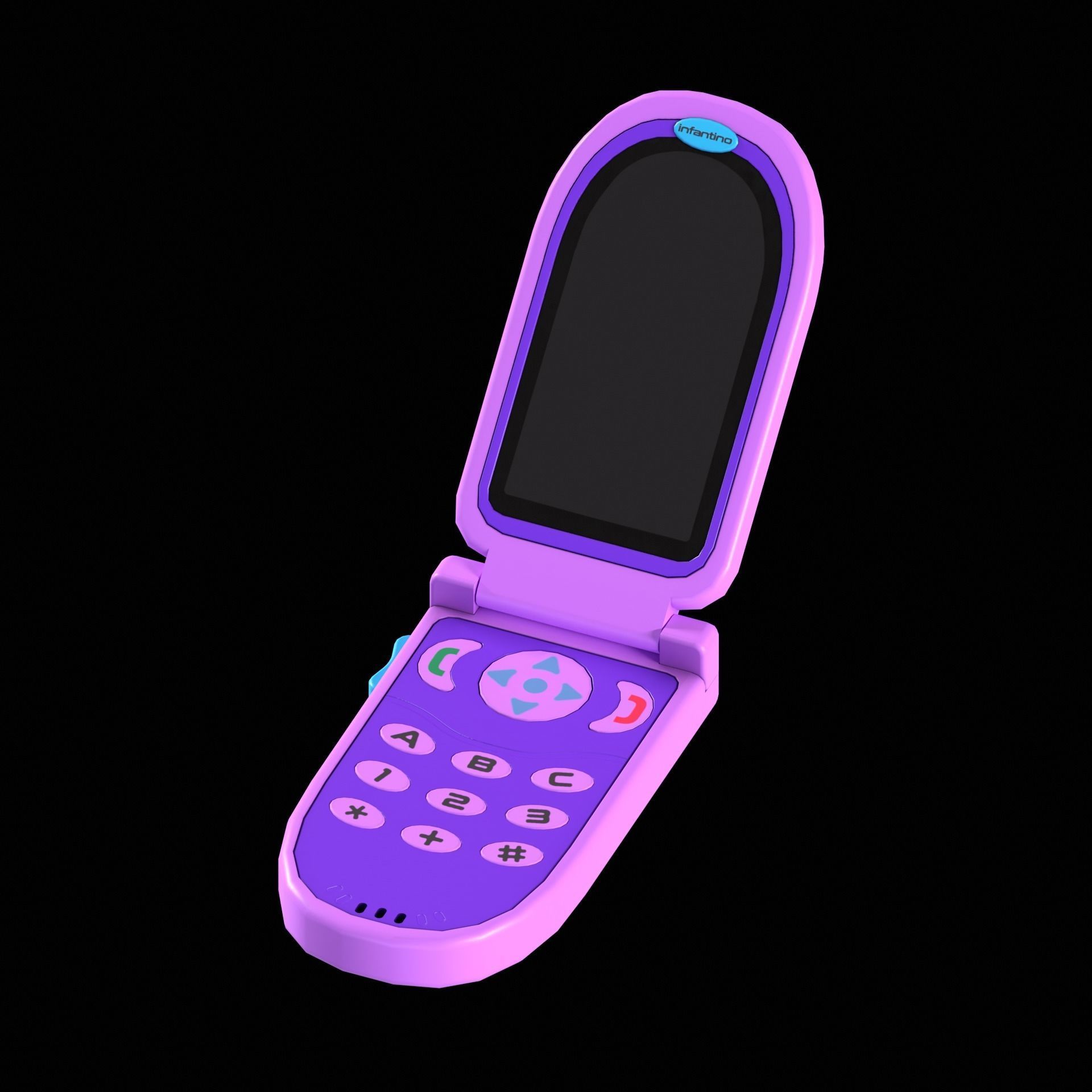 Toy Phone Low-poly 3D model_3