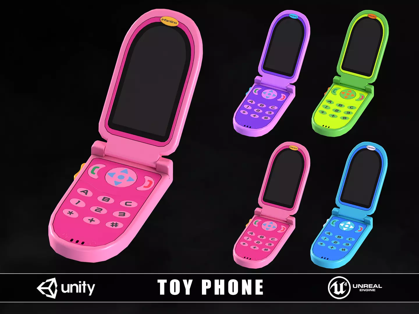 Toy Phone Low-poly 3D model_0