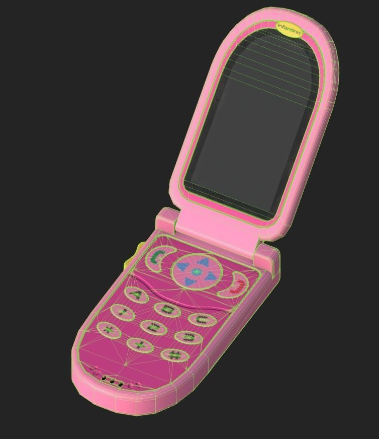 Toy Phone Low-poly 3D model_9