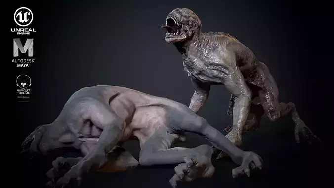 Dog  alien monster Low-poly 3D model