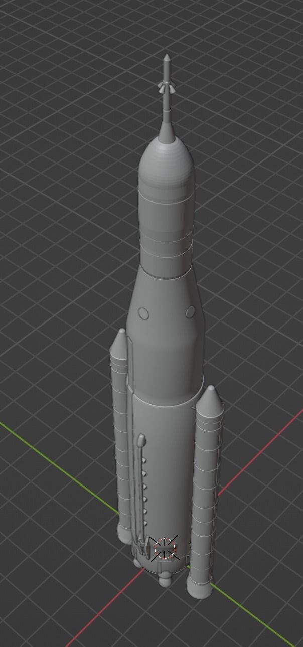 SLS space launch system Block 1 Low-poly 3D model_1