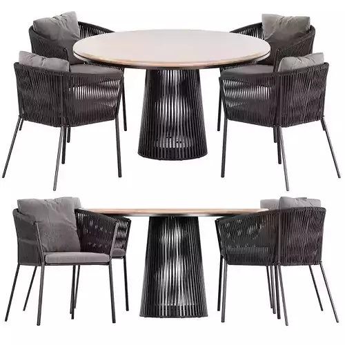 Porto Dining Chair by burkedecor and Grid table by solpuri