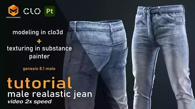 Tutorial Clo3d and MD Realistic jean modeling and texturing 3D model