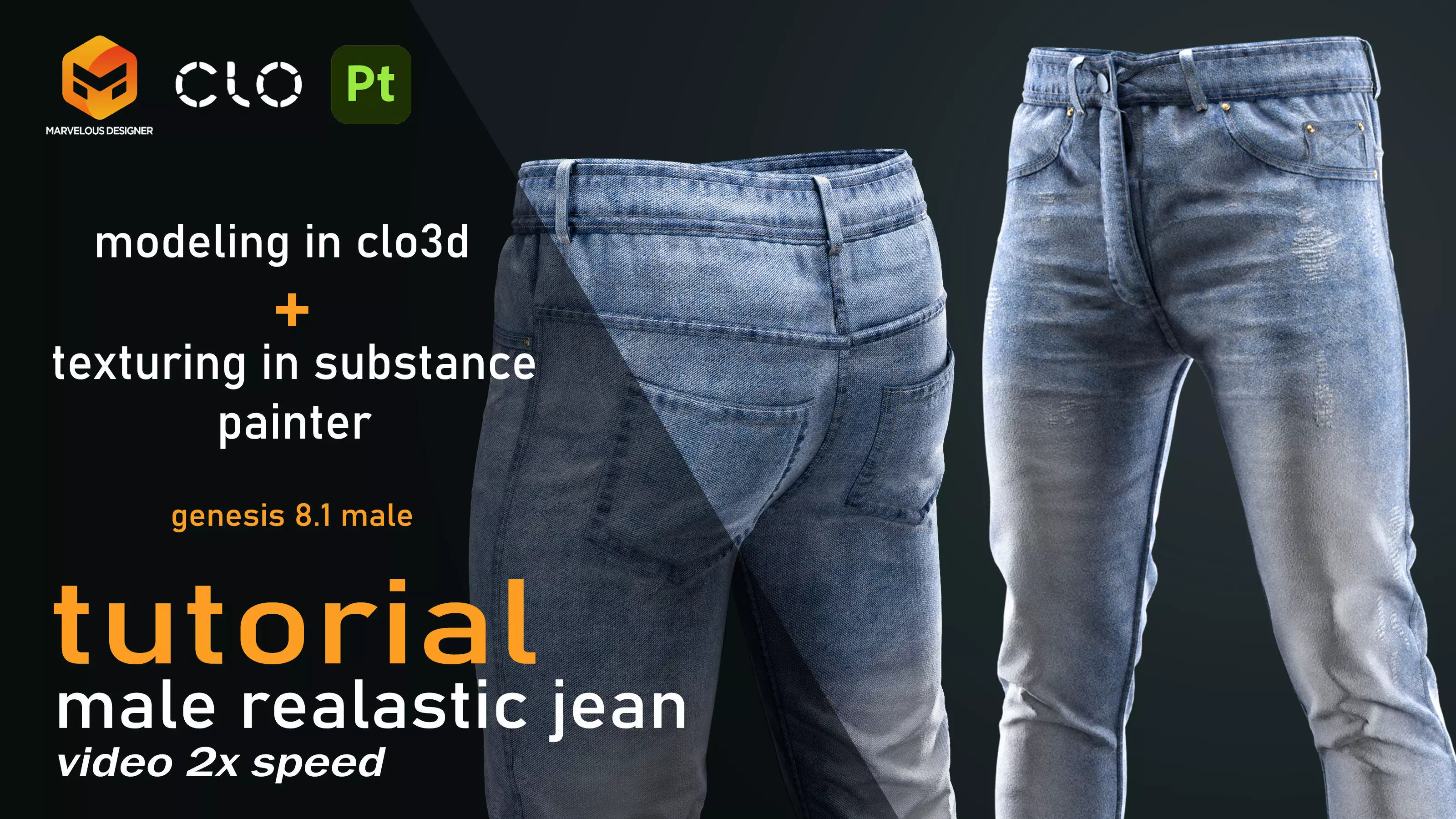 Tutorial Clo3d and MD Realistic jean modeling and texturing 3D model
