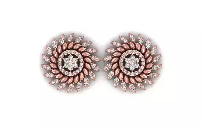 Women Stud Earrings 3dm STL OBJ FBX Renders Details