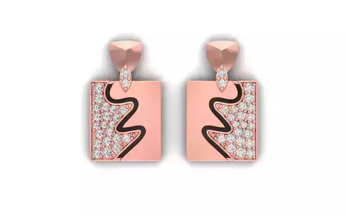 Women Solitaire Drop  Earring 3dm STL OBJ FBX Render Details