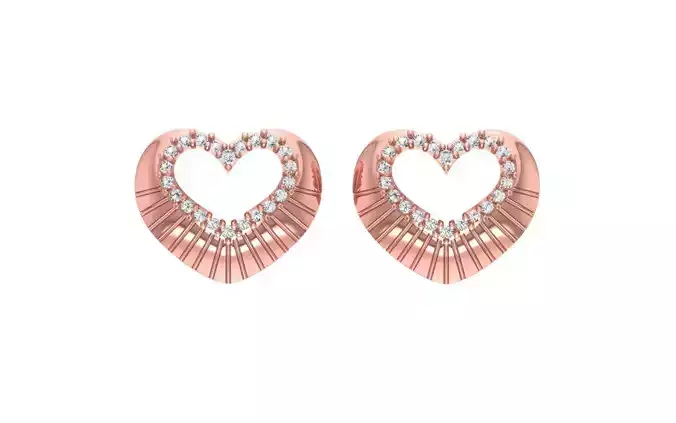 Women Heart Stud Earring 3dm STL OBJ FBX Render Details 3D print model