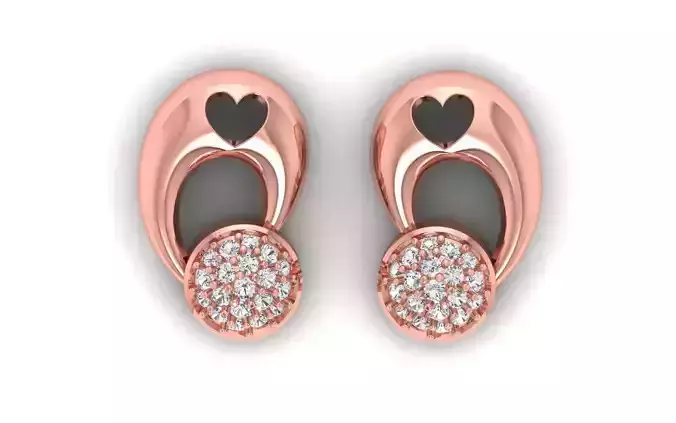 Women Solitaire Earring 3dm STL OBJ FBX Render Details