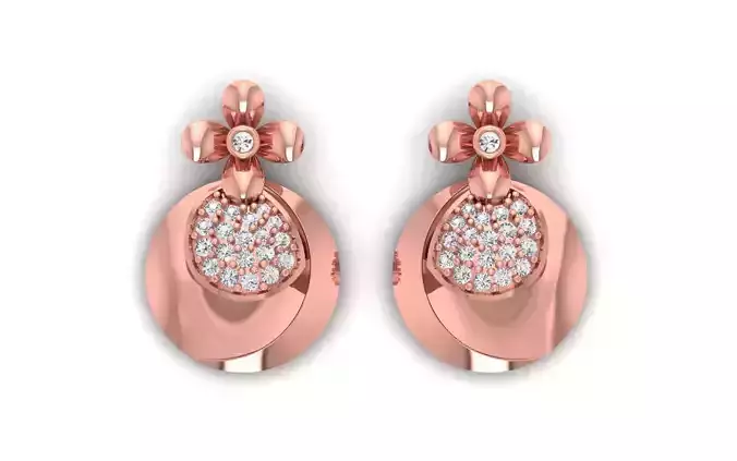 Women Solitaire Drop  Earring 3dm STL OBJ FBX Render Details