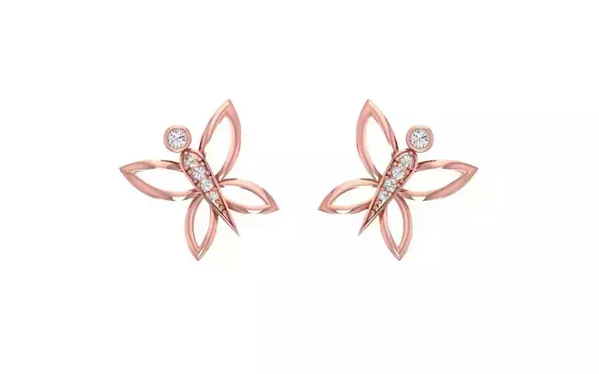 Women Solitaire Earring 3dm STL OBJ FBX Render Details