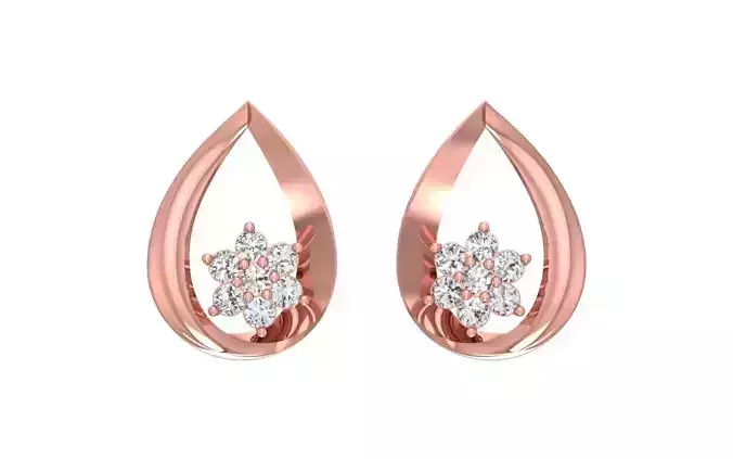 Women Solitaire Earring 3dm STL OBJ FBX Render Details