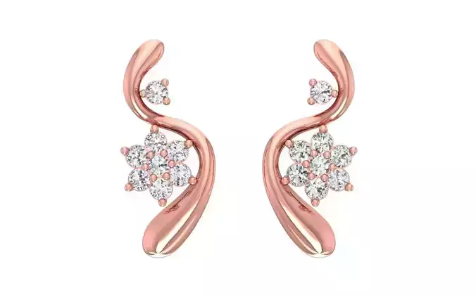 Women Solitaire Earring 3dm STL OBJ FBX Render Details