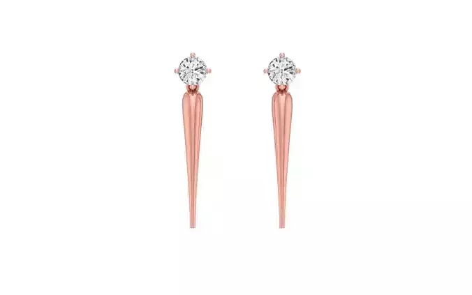 Women Solitaire Earring 3dm STL OBJ FBX Render Details