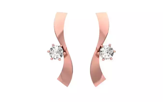 Women Solitaire Earring 3dm STL OBJ FBX Render Details