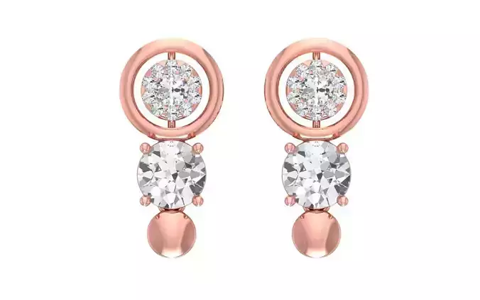 Women Solitaire Drop  Earring 3dm STL OBJ FBX Render Details 3D print model