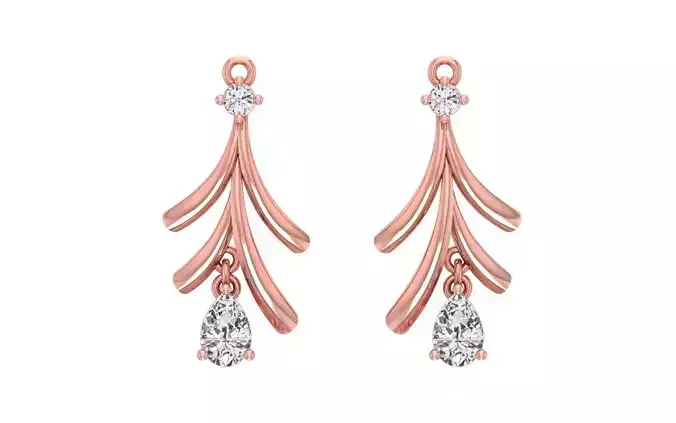Women Solitaire Drop  Earring 3dm STL OBJ FBX Render Details 3D print model