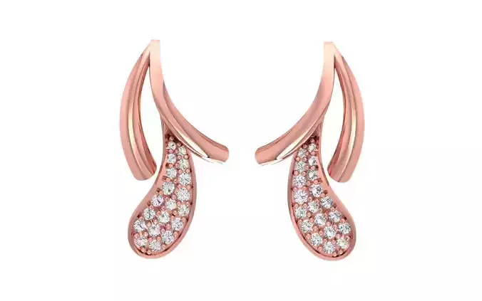 Women Solitaire Drop  Earring 3dm STL OBJ FBX Render Details 3D print model