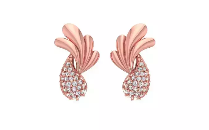 Women Solitaire Earring 3dm STL OBJ FBX Render Details