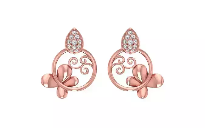 Women Solitaire Flower Earring 3dm STL OBJ FBX Render Details 3D print model