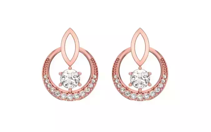 Women Solitaire Earring 3dm STL OBJ FBX Render Details