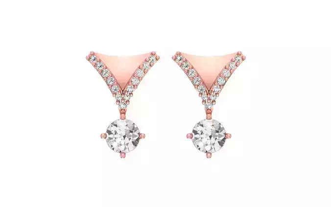 Women Solitaire Earring 3dm STL OBJ FBX Render Details