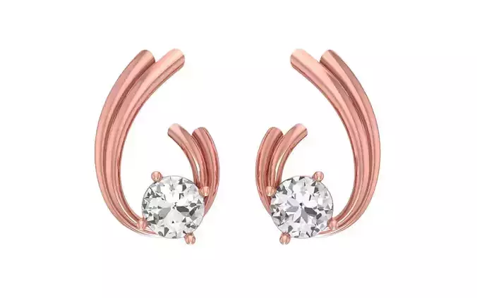 Women Solitaire Earring 3dm STL OBJ FBX Render Details