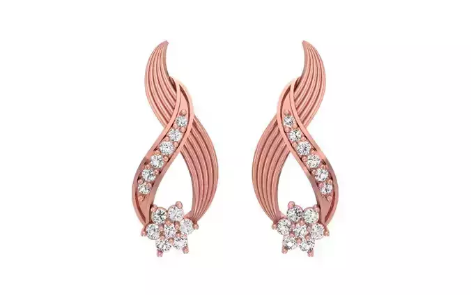Women Solitaire Earring 3dm STL OBJ FBX Render Details