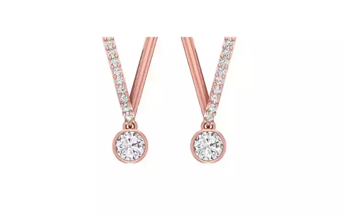 Women Solitaire Earring 3dm STL OBJ FBX Render Details