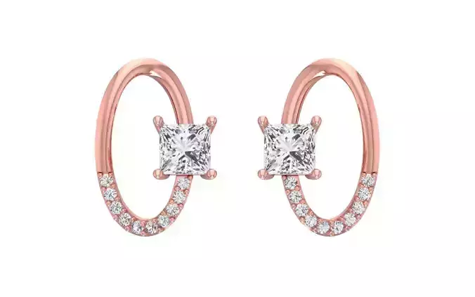 Women Solitaire Earring 3dm STL OBJ FBX Render Details