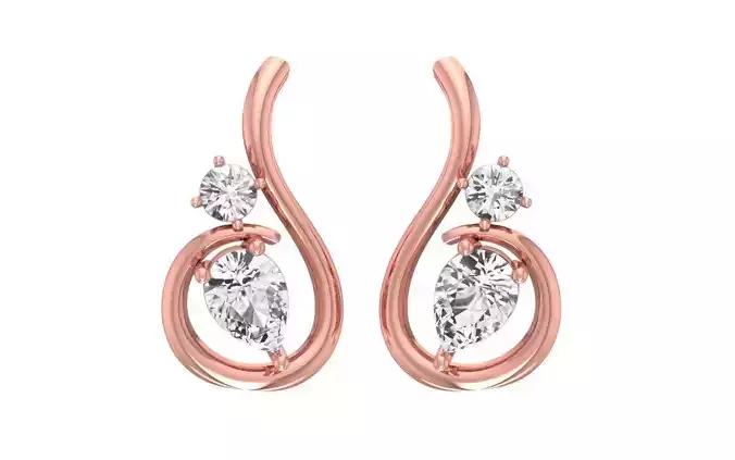 Women Solitaire Earring 3dm STL OBJ FBX Render Details