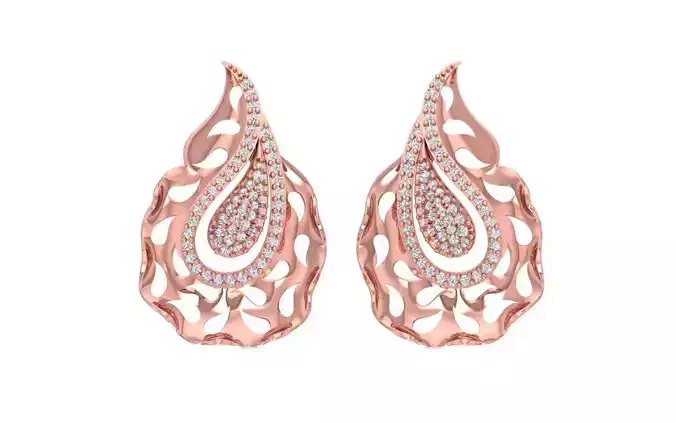 Women Solitaire Earring 3dm STL OBJ FBX Render Details