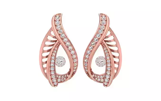 Women Solitaire Earring 3dm STL OBJ FBX Render Details