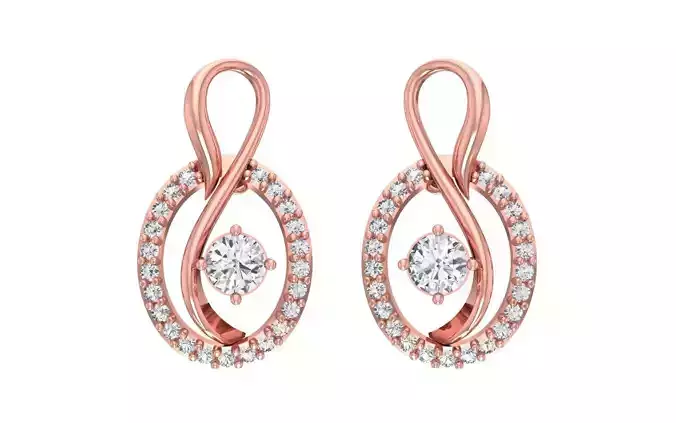 Women Solitaire Earring 3dm STL OBJ FBX Render Details