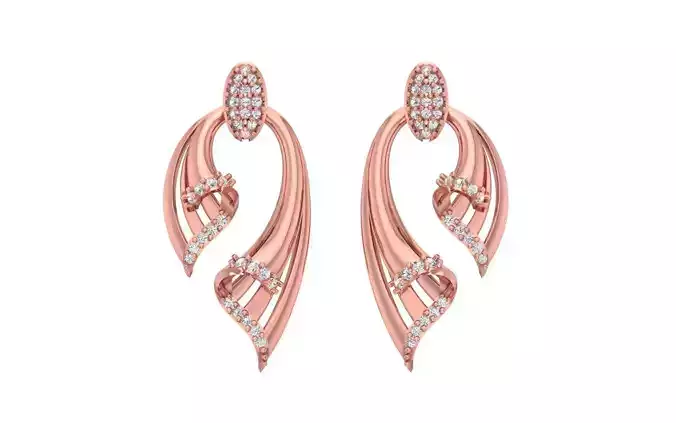 Women Solitaire Drop  Earring 3dm STL OBJ FBX Render Details 3D print model