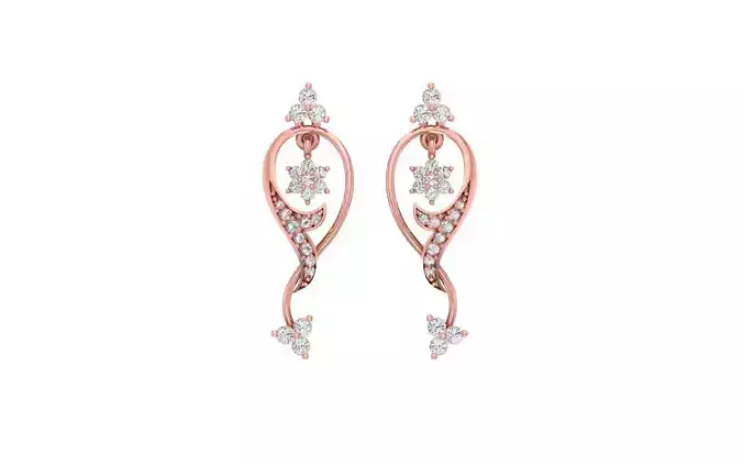 Women Solitaire Drop  Earring 3dm STL OBJ FBX Render Details