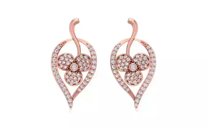 Women Solitaire Drop  Earring 3dm STL OBJ FBX Render Details 3D print model