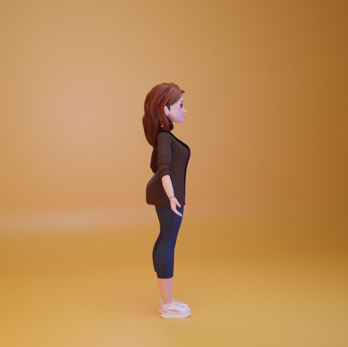 3D stylized  woman character Low-poly 3D model_6