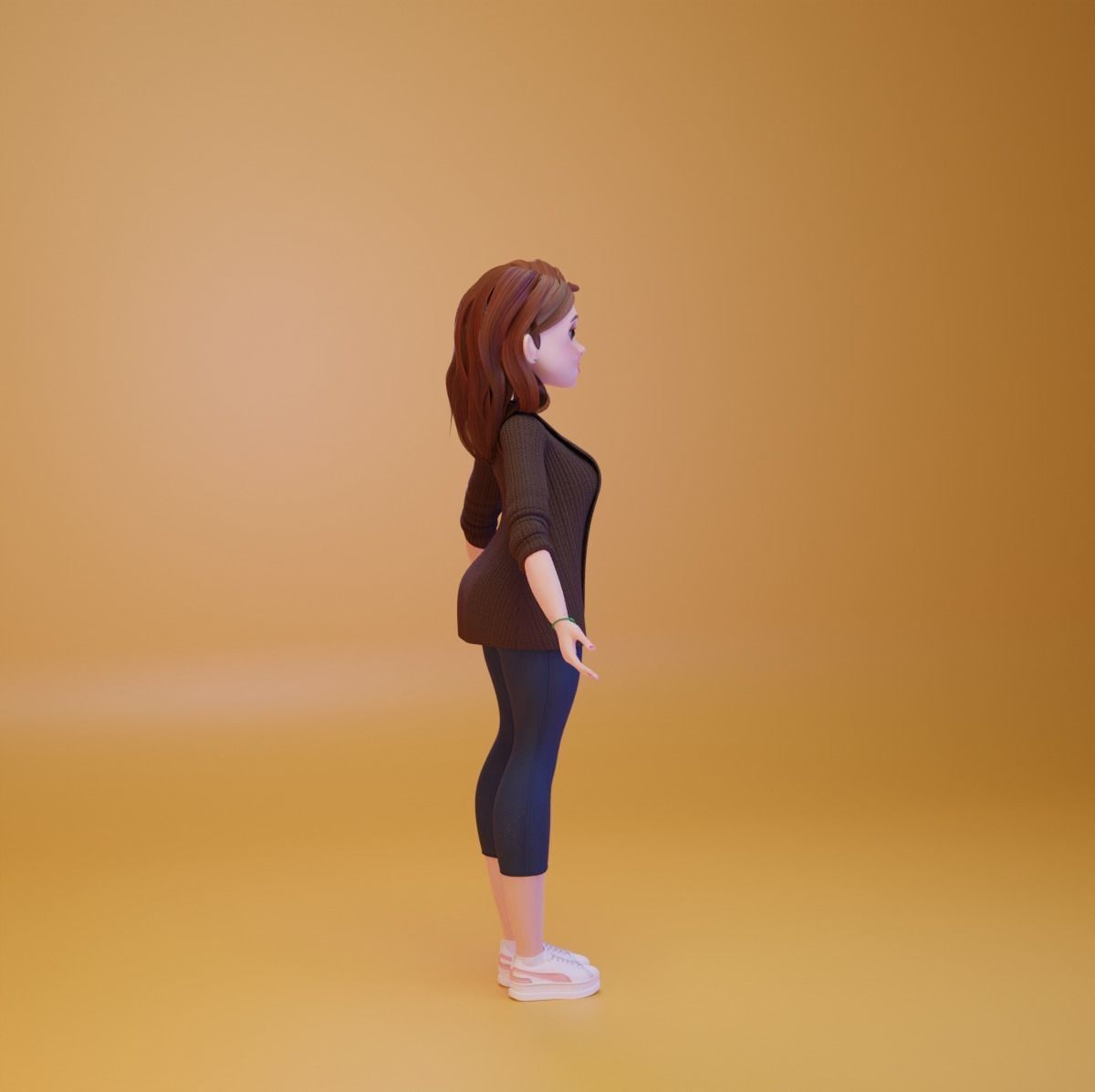 3D stylized  woman character Low-poly 3D model_7