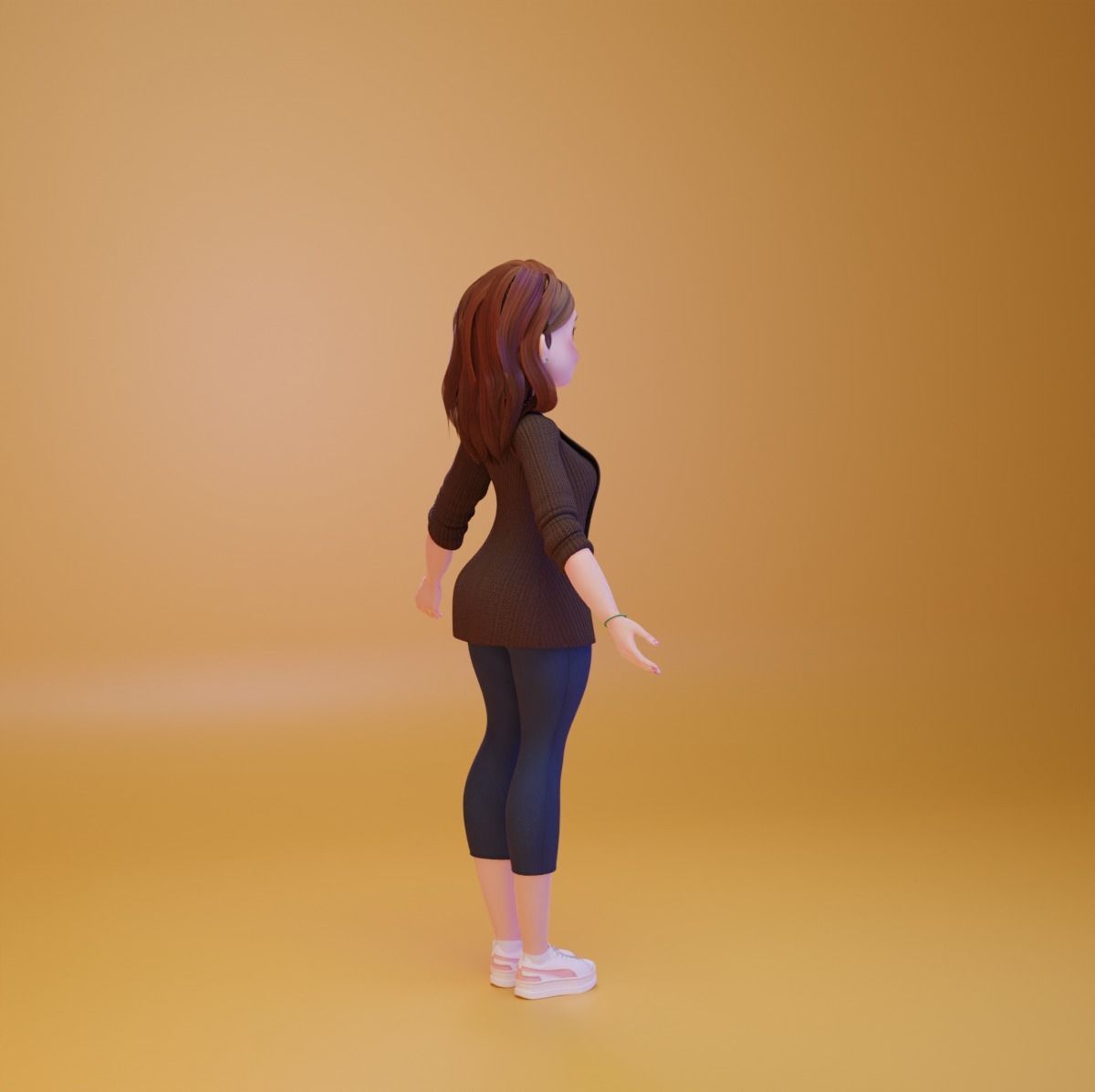 3D stylized  woman character Low-poly 3D model_8