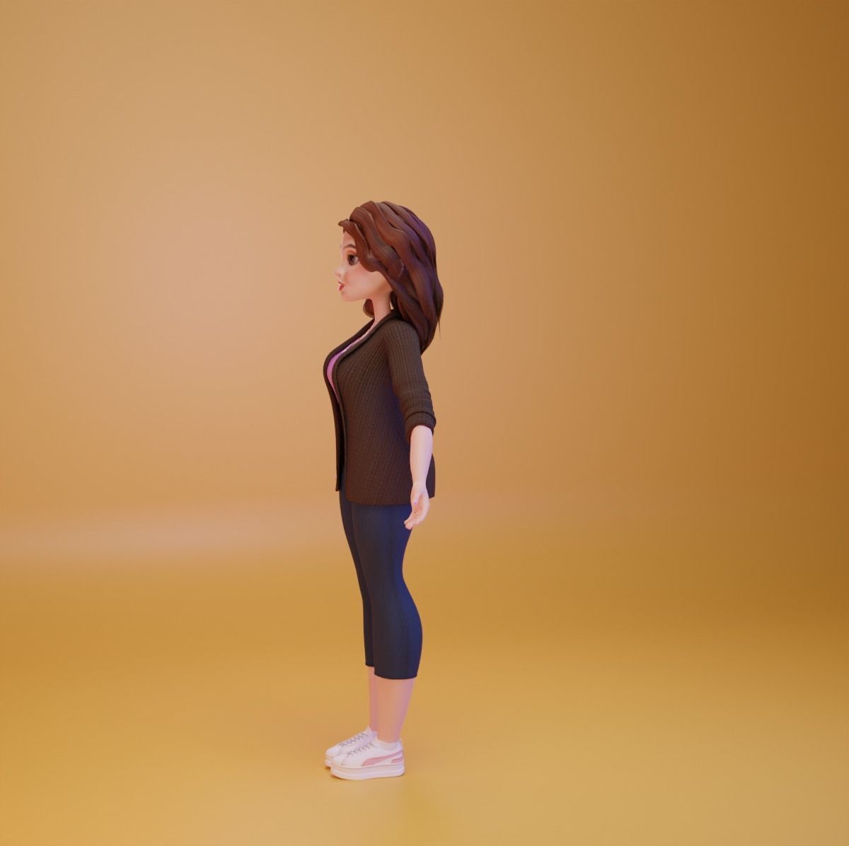 3D stylized  woman character Low-poly 3D model_9