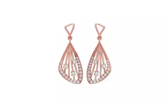 Women Solitaire Drop  Earring 3dm STL OBJ FBX Render Details 3D print model