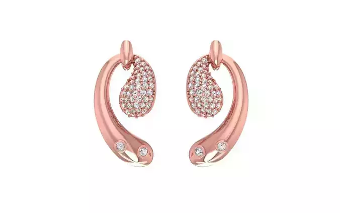 Women Solitaire Earring 3dm STL OBJ FBX Render Details