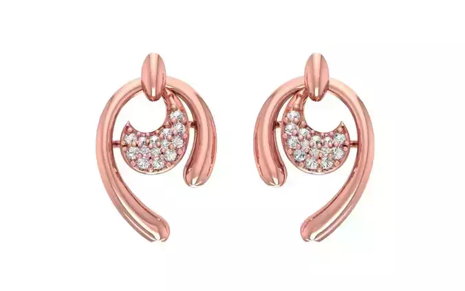 Women Solitaire Earring 3dm STL OBJ FBX Render Details