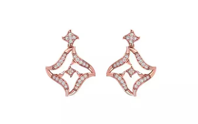 Women Solitaire Drop  Earring 3dm STL OBJ FBX Render Details 3D print model
