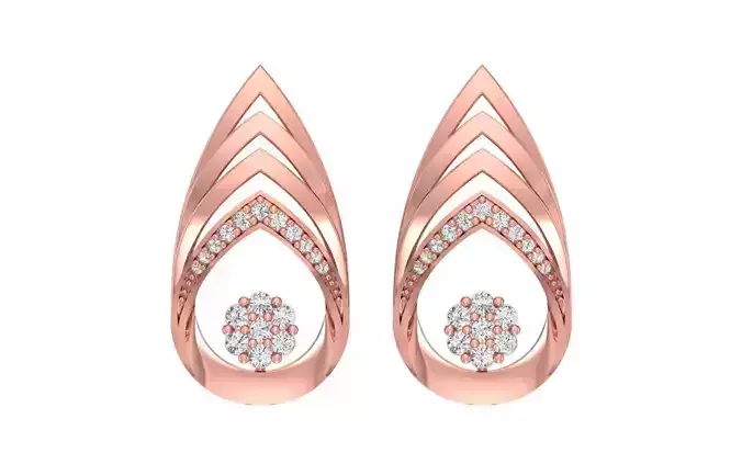 Women Solitaire Earring 3dm STL OBJ FBX Render Details