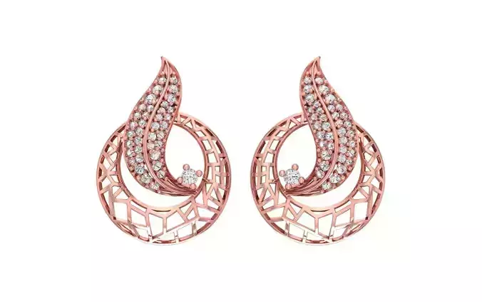 Women Solitaire Earring 3dm STL OBJ FBX Render Details