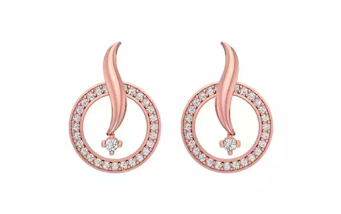 Women Solitaire Earring 3dm STL OBJ FBX Render Details
