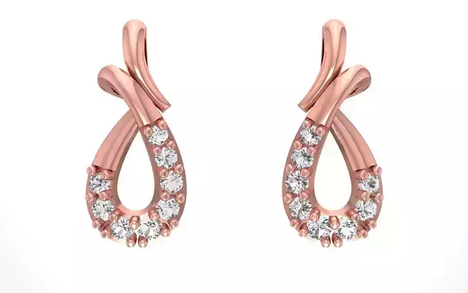 Women Solitaire Earring 3dm STL OBJ FBX Render Details