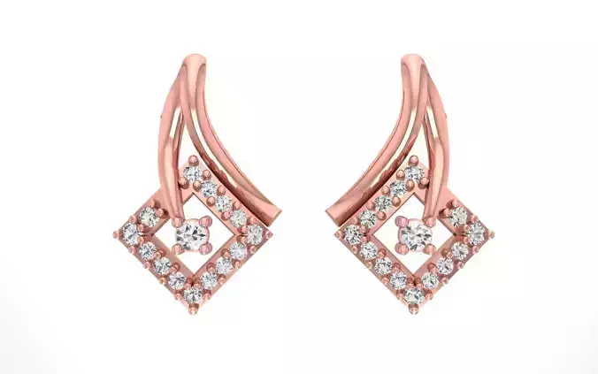 Women Solitaire Earring 3dm STL OBJ FBX Render Details